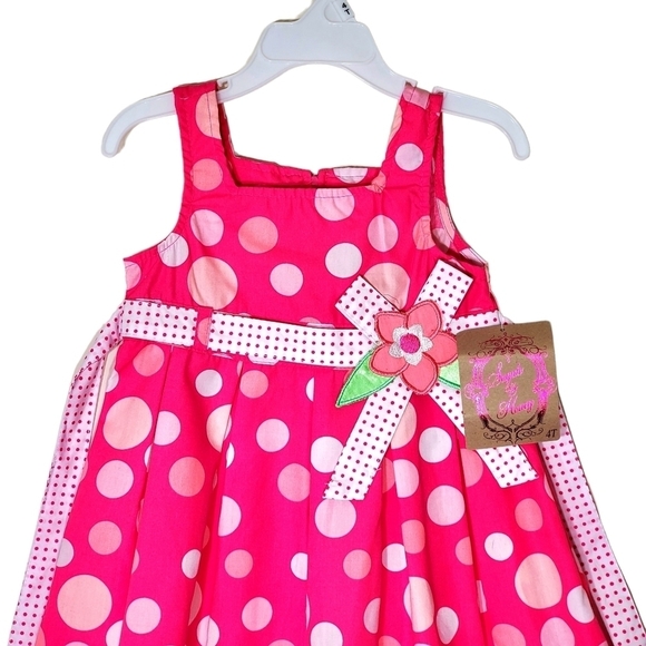 Sugah & Honey Pink & White Polka Dot Sleeveless Dress - Toddler & Girls 4 - Picture 3 of 5